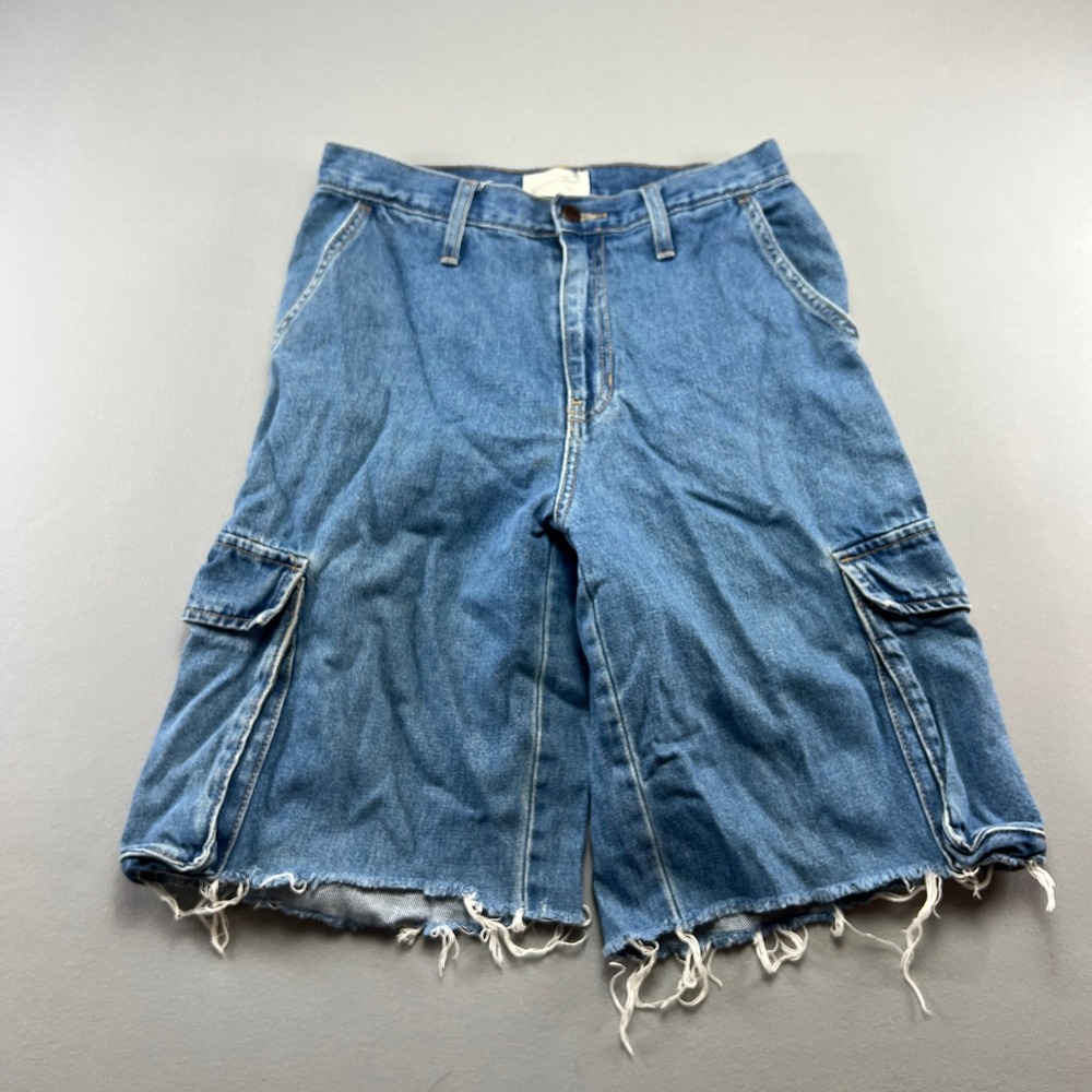 Universal Thread Baggy Cargo Shorts Women 4R Blue Denim Cotton High Rise Utility